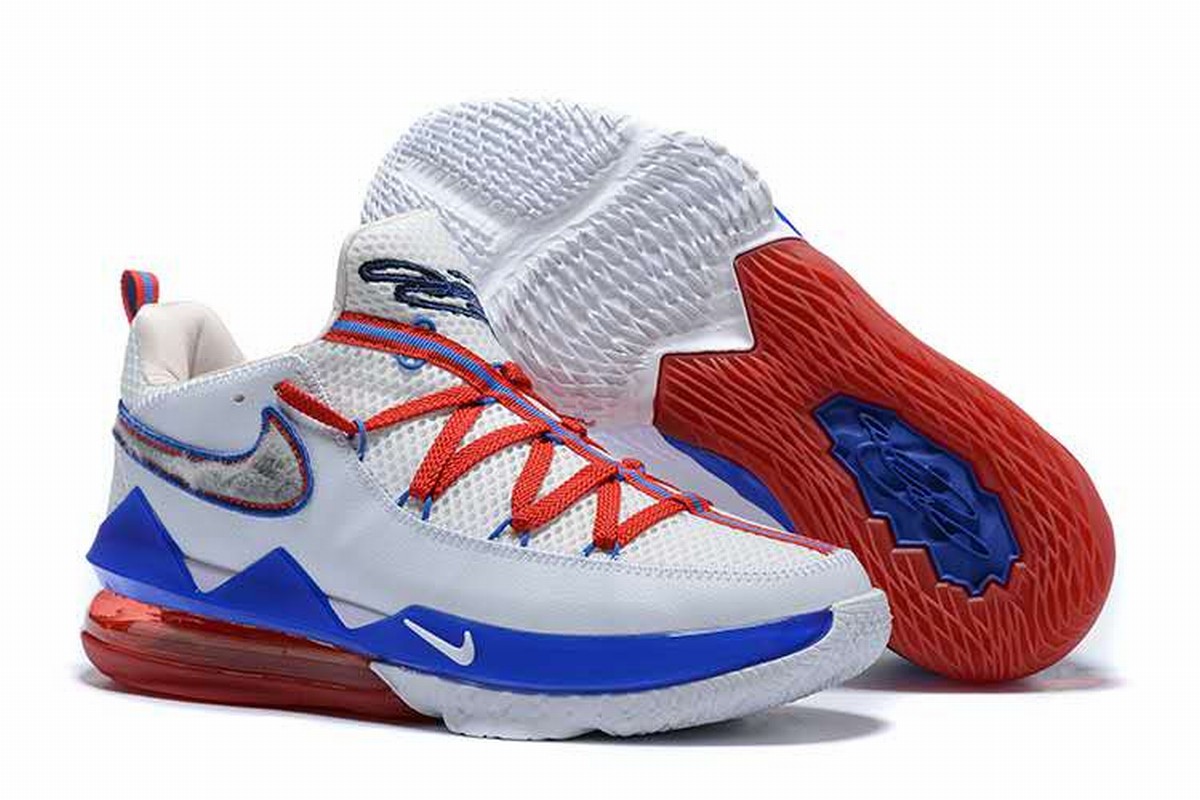 Nike Lebron James 17 Air Cushion Low Shoes White Blue Red